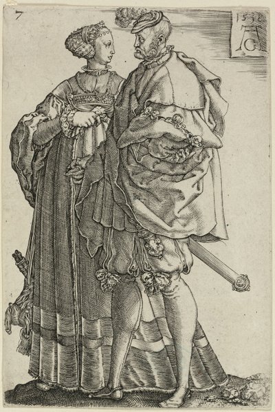 Casal Dançarino, prato sete de The Large Wedding-Dancers de Heinrich Aldegrever