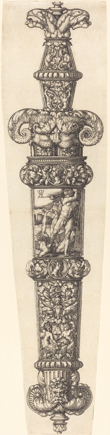 Projeto para uma bainha de adaga com Caim e Abel, 1539. de Heinrich Aldegrever