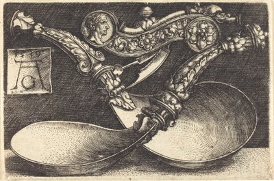 Desenhos para duas colheres e um apito de cachorro, 1539. de Heinrich Aldegrever