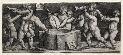 Oito crianças nuas em um poço de Heinrich Aldegrever