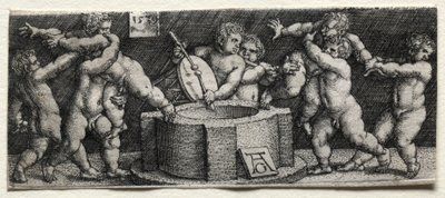 Oito crianças nuas em um poço, 1539. de Heinrich Aldegrever