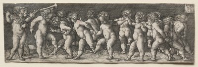 Quinze crianças nuas dançando, 1535. de Heinrich Aldegrever