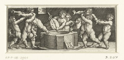 Frísio com crianças em um poço de Heinrich Aldegrever