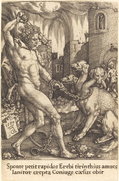 Hércules e Cérbero, 1550. de Heinrich Aldegrever