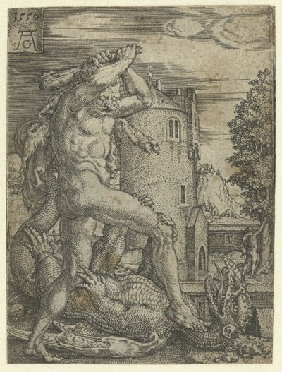Hércules mata o dragão Ladon
Obras de Hércules (título da série) de Heinrich Aldegrever