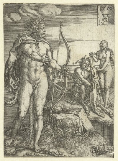 Hércules salva Deianira de Nessus Trabalhos de Hércules (título da série) de Heinrich Aldegrever