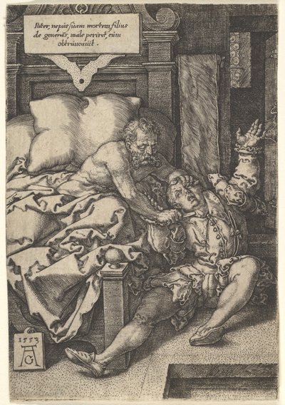 Juiz Herkinbald Cortando a garganta de seu sobrinho, 1553. de Heinrich Aldegrever