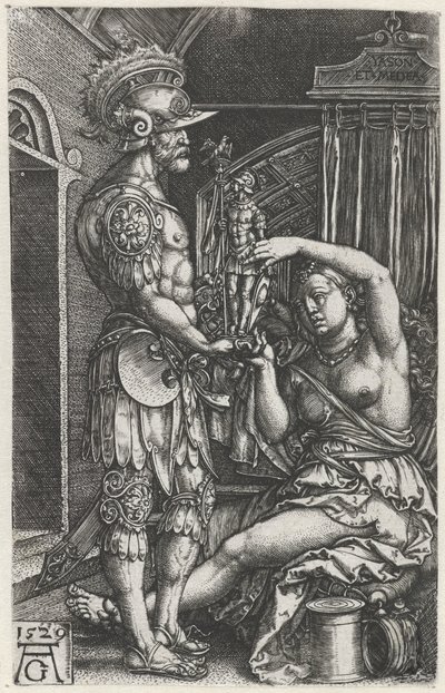 Medeia dá uma imagem a Jasão de Heinrich Aldegrever