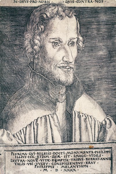 Retrato de Philip Melanchthon ou Philipp Schwarzerd (1497-1560), humanista e teólogo alemão, gravura de Heinrich Aldegrever (1502-ca 1561) de Heinrich Aldegrever