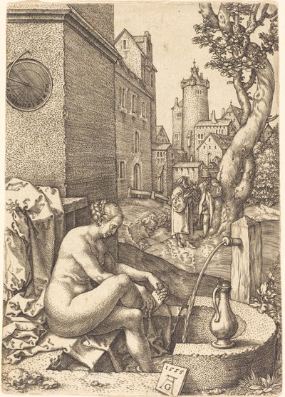 Susanna Surpreendida pelos Dois Anciãos, 1555. de Heinrich Aldegrever