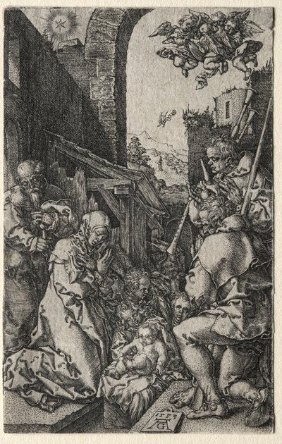 A adoração dos pastores de Heinrich Aldegrever