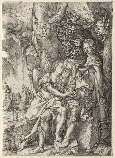 A história de Lot: Lot com suas filhas, 1555. de Heinrich Aldegrever