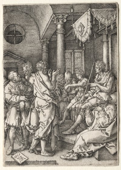 A história de Susanna: Daniel interrogando os anciãos. de Heinrich Aldegrever