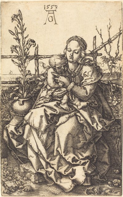 A Virgem Sentada, 1553. de Heinrich Aldegrever