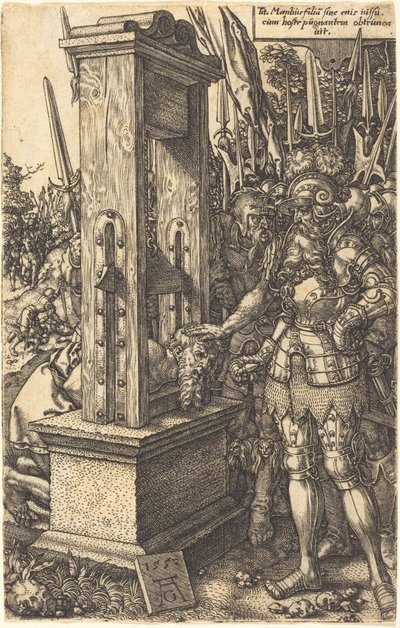 Titus Manlius decapitando seu filho de Heinrich Aldegrever