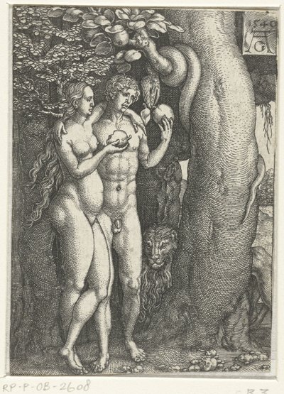 Queda do homem História de Adão e Eva (título da série) de Heinrich Aldegrever