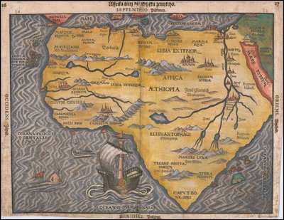 Mapa de África de 1592, em checo, de Heinrich Bünting de Heinrich Bünting