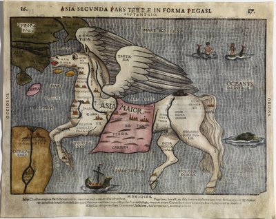Segunda parte da Ásia Terra na forma de Pegasus Ásia na forma de Pegasus de Heinrich Bünting