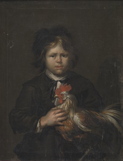 Um menino de fazenda com um galo de Heinrich Dittmers