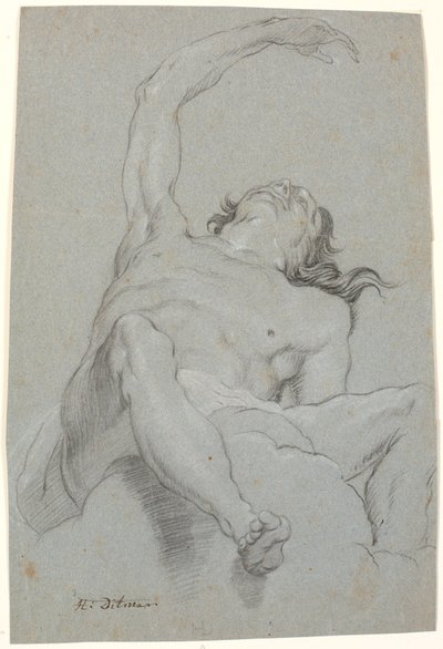 Homem nu, visto "de sotto in su". Estudo para figura na pintura de teto de Heinrich Dittmers
