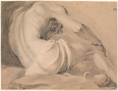 Modelo masculino sentado, visto de trás por baixo de Heinrich Dittmers