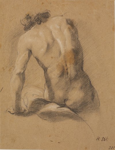 Modelo masculino sentado, visto de costas de Heinrich Dittmers