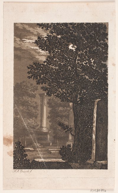 De Assistens Kirkegaard, (de acordo com gml. auk.kat) parque com pilar ao luar de Heinrich Grosch
