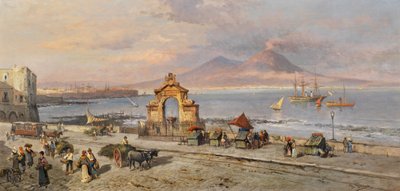 Heinrich Hiller - Vista da Baía de Nápoles com o Monte Vesúvio de Heinrich Hiller