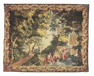 Uma tapeçaria mitológica de Bruxelas da série de Diana & Callisto, c. 1680-1710 de Heinrich II Reydams