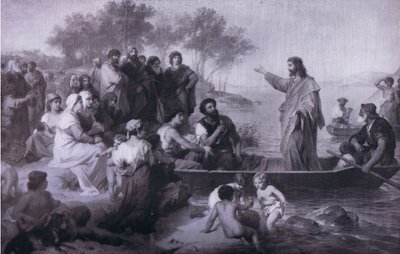 Cristo pregando no mar da Galileia, Bibbys Annual, 1916-1917 de Heinrich Karl Hofmann