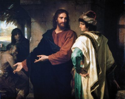 Jesus e o jovem governante rico de Heinrich Karl Hofmann