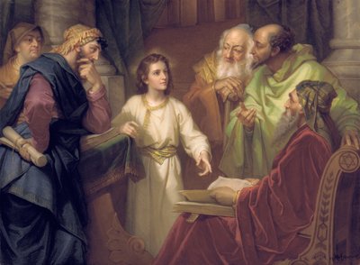 Placa representando Cristo no templo, final do século XIX - início do século XX de Heinrich Karl Hofmann