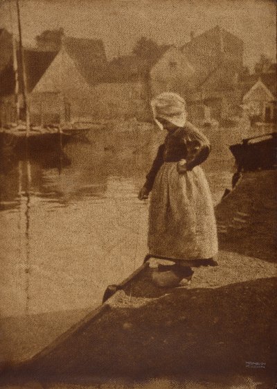 Rapariga holandesa em paisagem de Heinrich Kuhn