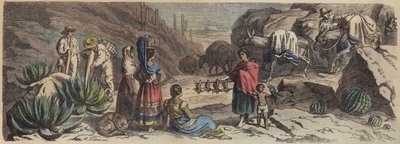 Uma estrada de montanha no México (gravura colorida) de Heinrich Leutemann