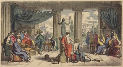 Uma corte real na Grécia Antiga (gravura colorida) de Heinrich Leutemann