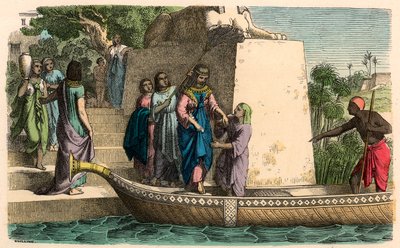 Antigo Egipto : Distinta dama viajando em um barque de Heinrich Leutemann