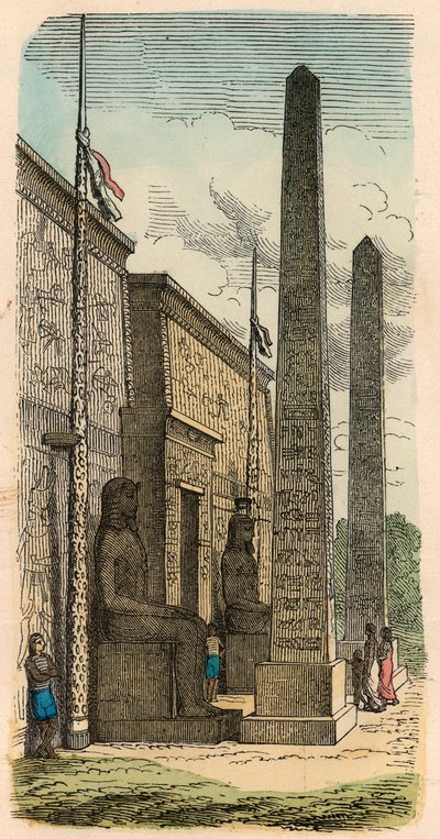 Egito Antigo: entrada de um templo do palácio de Heinrich Leutemann