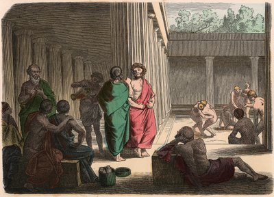 Grécia Antiga: no ginásio. Platônicos, epicuristas, cínicos e lutadores de Heinrich Leutemann