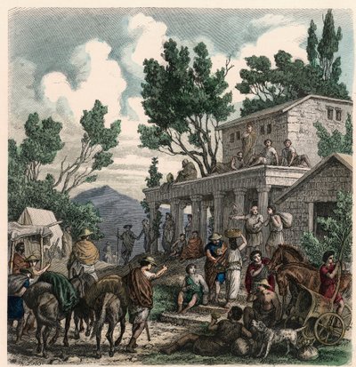 Grécia antiga: o caminho para Olímpia na época dos Jogos Olímpicos, 1866 de Heinrich Leutemann