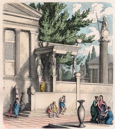 Grécia Antiga: A oliveira sagrada do castelo (Acrópole) em Atenas de Heinrich Leutemann