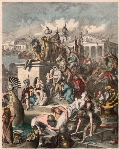 Roma Antiga: pilhagem de Roma pelos vândalos, em 2 de junho de 455, 1866 de Heinrich Leutemann
