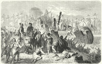 Batalha de Áctio, 31 AC (gravura) de Heinrich Leutemann