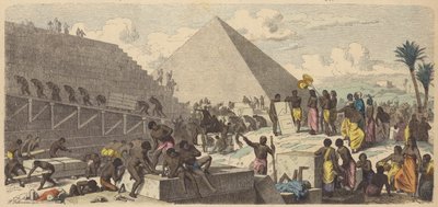 Construção das Pirâmides no Antigo Egipto (gravura colorida) de Heinrich Leutemann