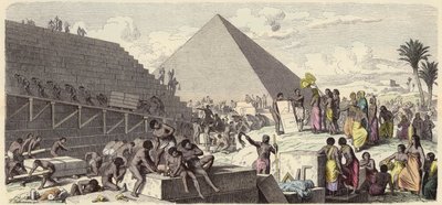 Construção das Pirâmides no Antigo Egipto (gravura colorida) de Heinrich Leutemann