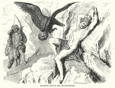 Heracles libertando Prometeu (gravura) de Heinrich Leutemann
