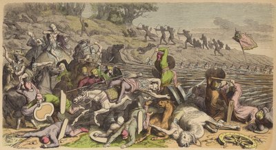 Falange macedónia numa batalha com os persas (gravura colorida) de Heinrich Leutemann