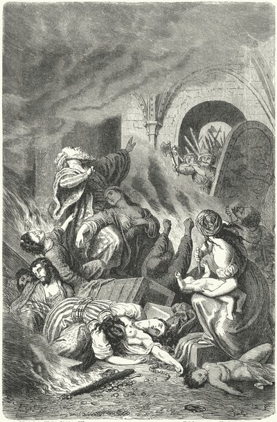 Massacre dos judeus de York de Heinrich Leutemann