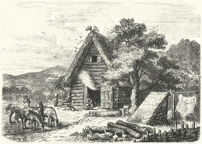 Antiga casa agrícola alemã (gravura) de Heinrich Leutemann