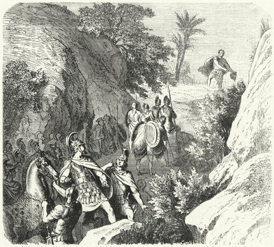 Perseu da Macedônia em marcha pelas gargantas da Tessália (gravura) de Heinrich Leutemann