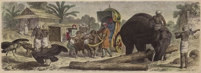 Cena em Bengala, Índia (gravura colorida) de Heinrich Leutemann